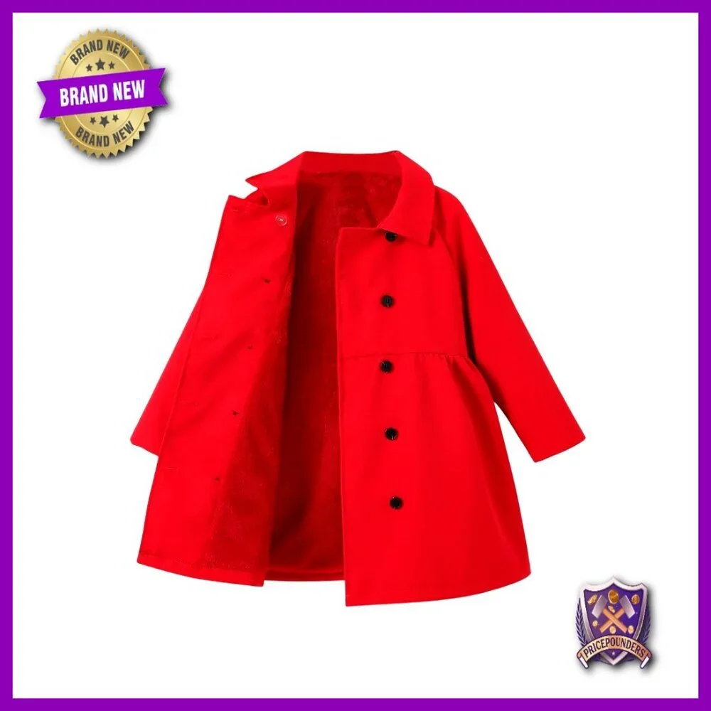 Toddler Girl's Double Breasted Trench Coat Teddy Lined Winter Pea Coat Outerwear